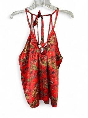 Red Floral Halter Tank Top